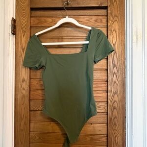Babaton Contour Olive Green Square-Neck Bodysuit